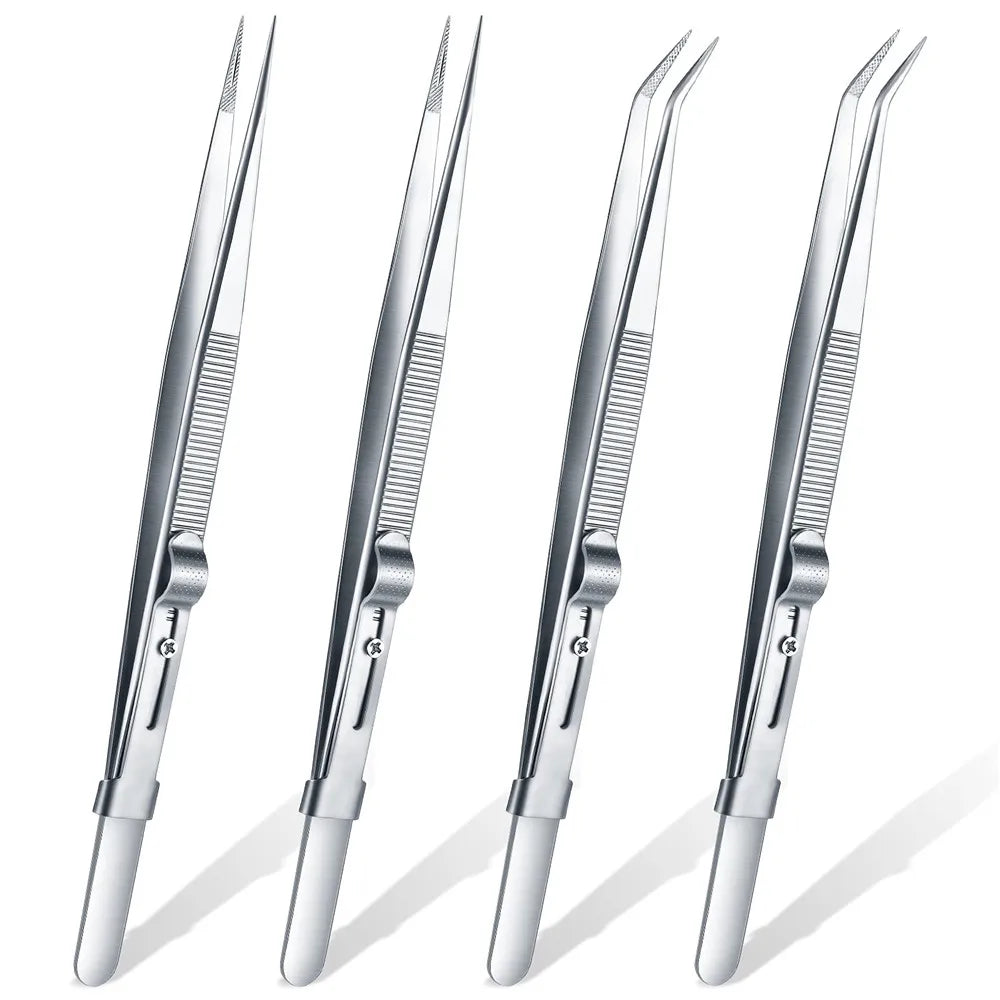 16cm profissional de alta precisão pinças jóias aço inoxidável jateamento diy diamante gem jóias - Straight — foto 2