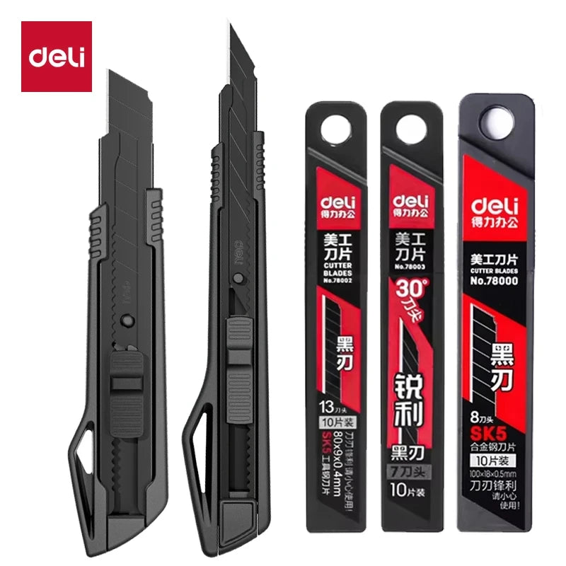 Estilete Profissional Reforçado com Lâminas Afiadas de Aço Carbono SK5 Pretas 9mm/18mm/Cortador de Caixas — foto 2