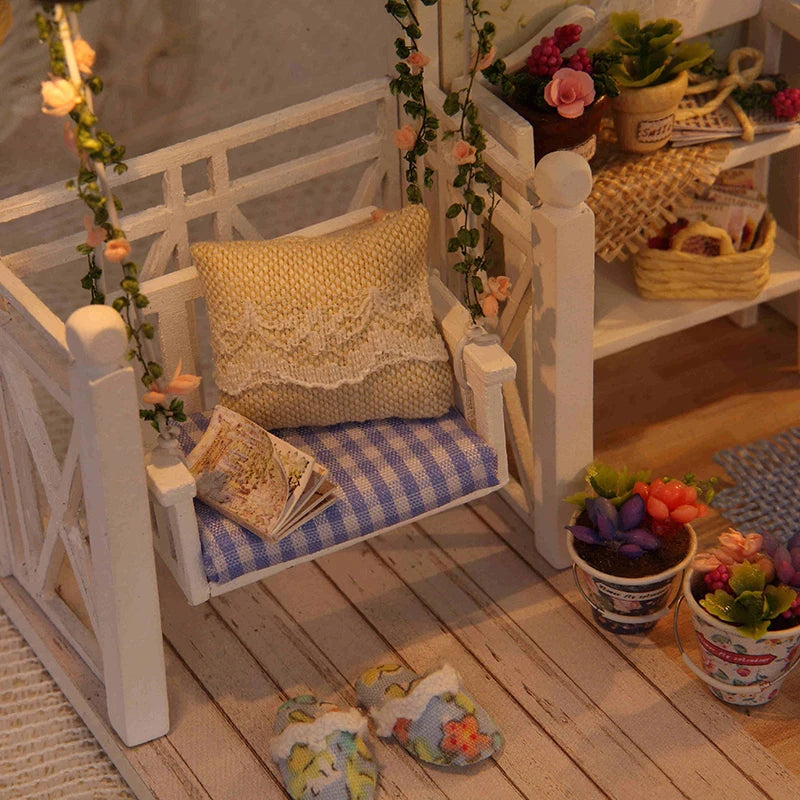 Gatinho mini casa de boneca 3d quebra-cabeça montagem modelo kit construção criativo quarto decoração — foto 4