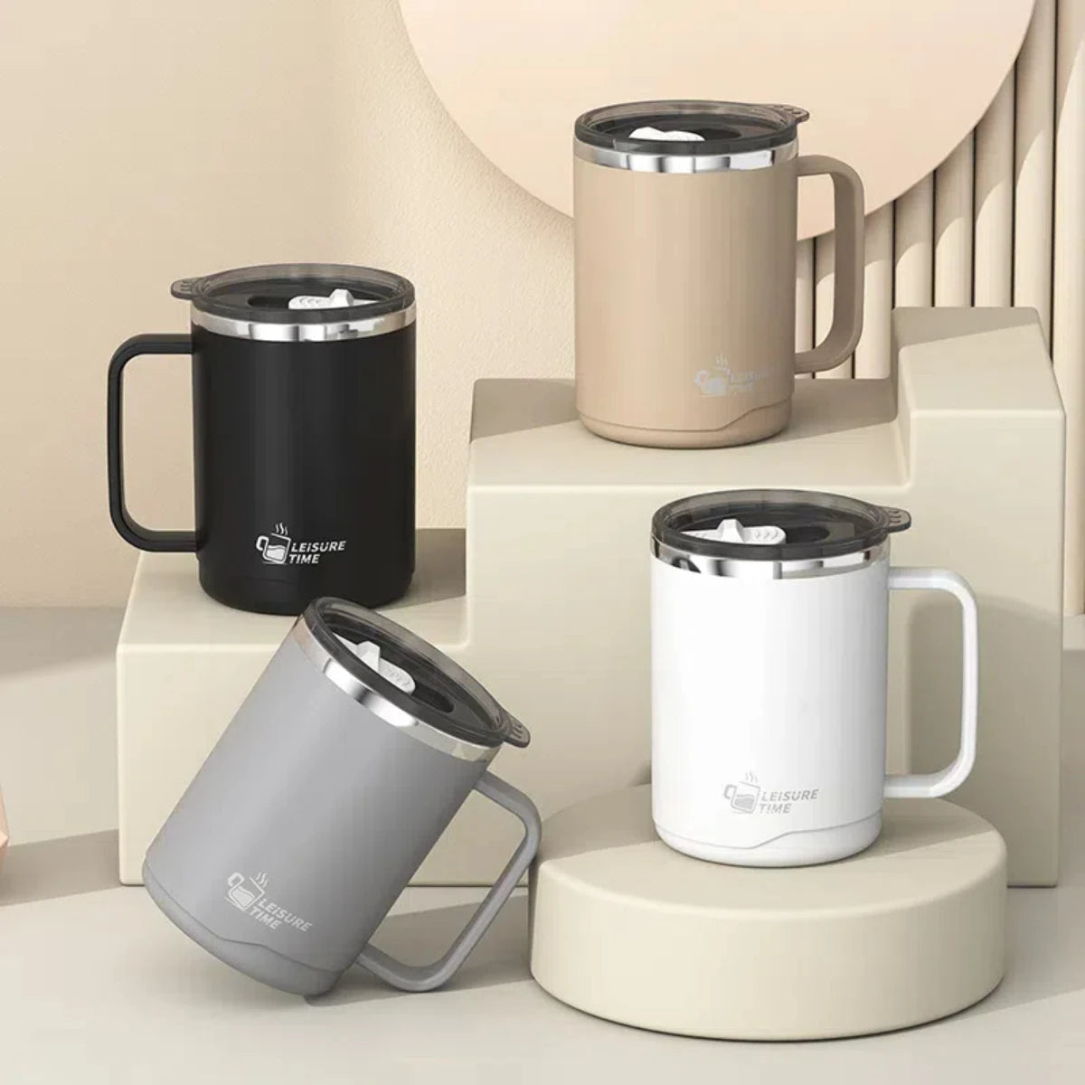 304 Parede Dupla De Aço Inoxidável Isolada Caneca De Café Com Alça Copo De Água Selado Portátil Copo Beber — foto 2