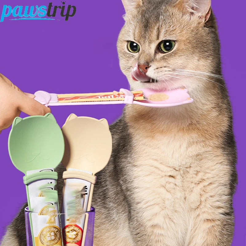 2 pçs tira de gato squeeze colher gato tira alimentador para lambable molhado gato trata pet líquido - Rosa — foto 2