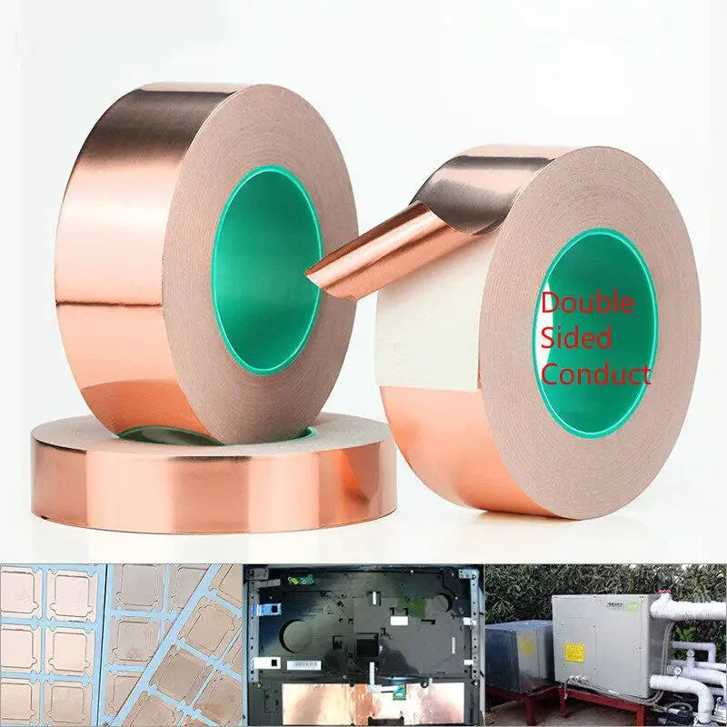 Double Side Conductive Copper Foil Tape, Faixa adesiva, Heat Shield - 1 unidade 20 milhões 0.05mm 10mm — foto 2