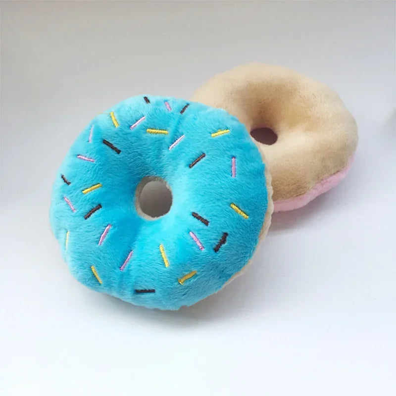 Cão macio donuts de pelúcia brinquedos para cães de estimação mastigar brinquedo bonito filhote de cachorro — foto 5