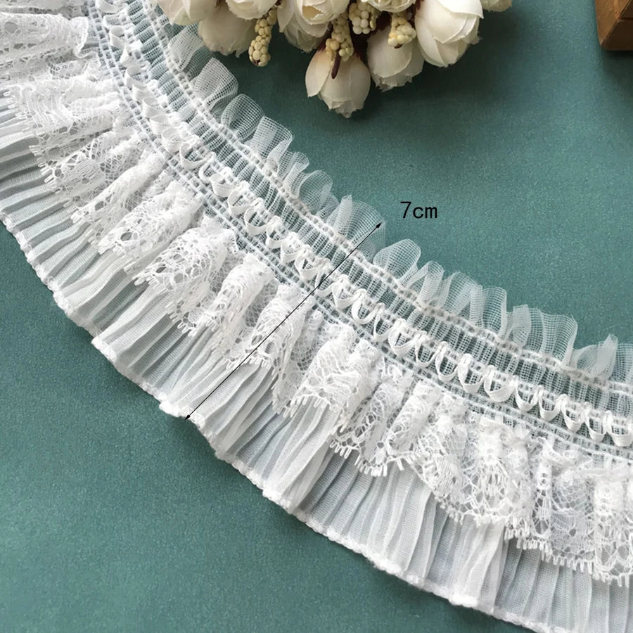 1 Jarda de Fita de Renda Elástica Branca e Preta com Babado para Costura de Roupas e Artesanato DIY — foto 5