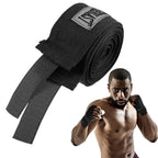 Bandagens de boxe de algodão, envoltórios macios e elásticos para mãos para sanda, muay thai - Preto — foto 7