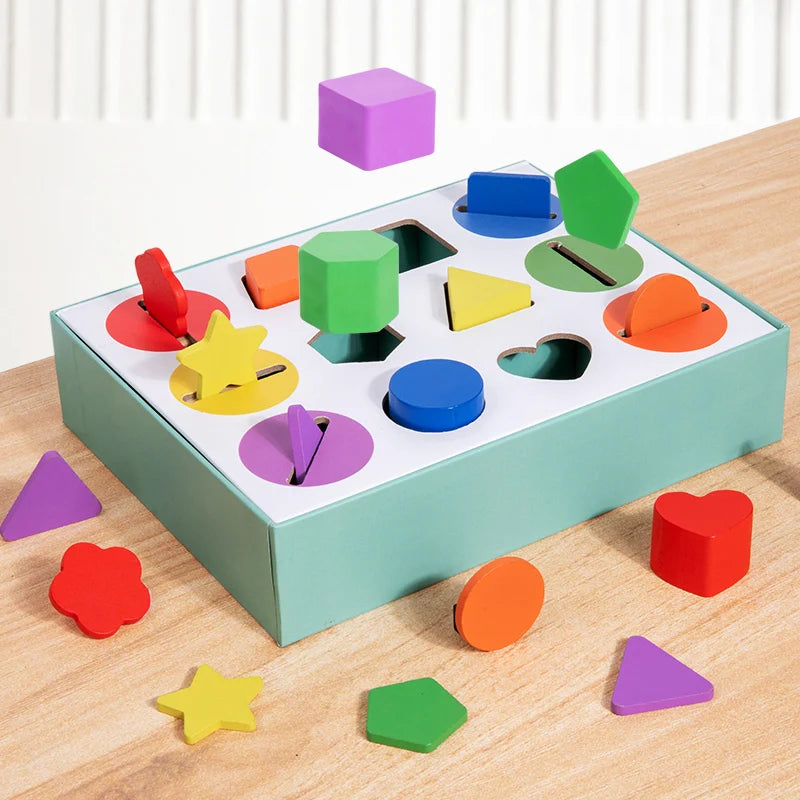 Brinquedo de madeira de classificação de formas, 12 compartimentos — foto 7