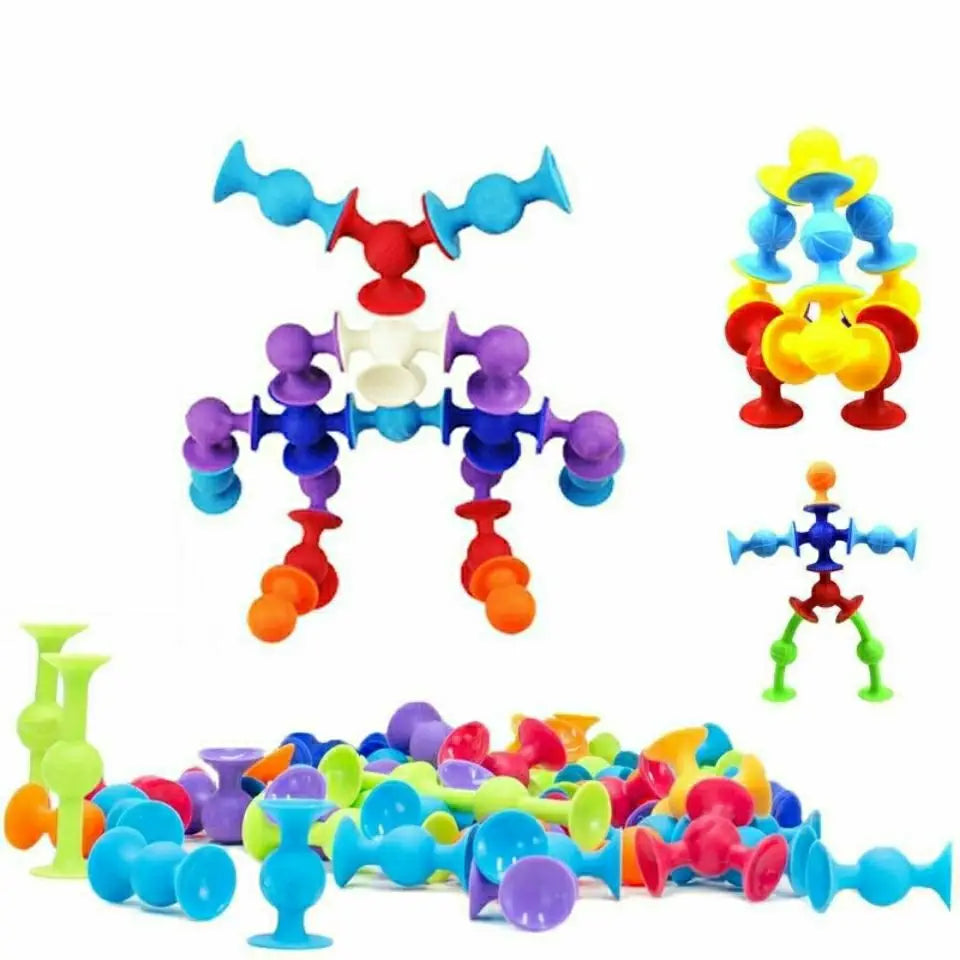 Brinquedo de construção em silicone com ventosas, 19 peças — foto 1