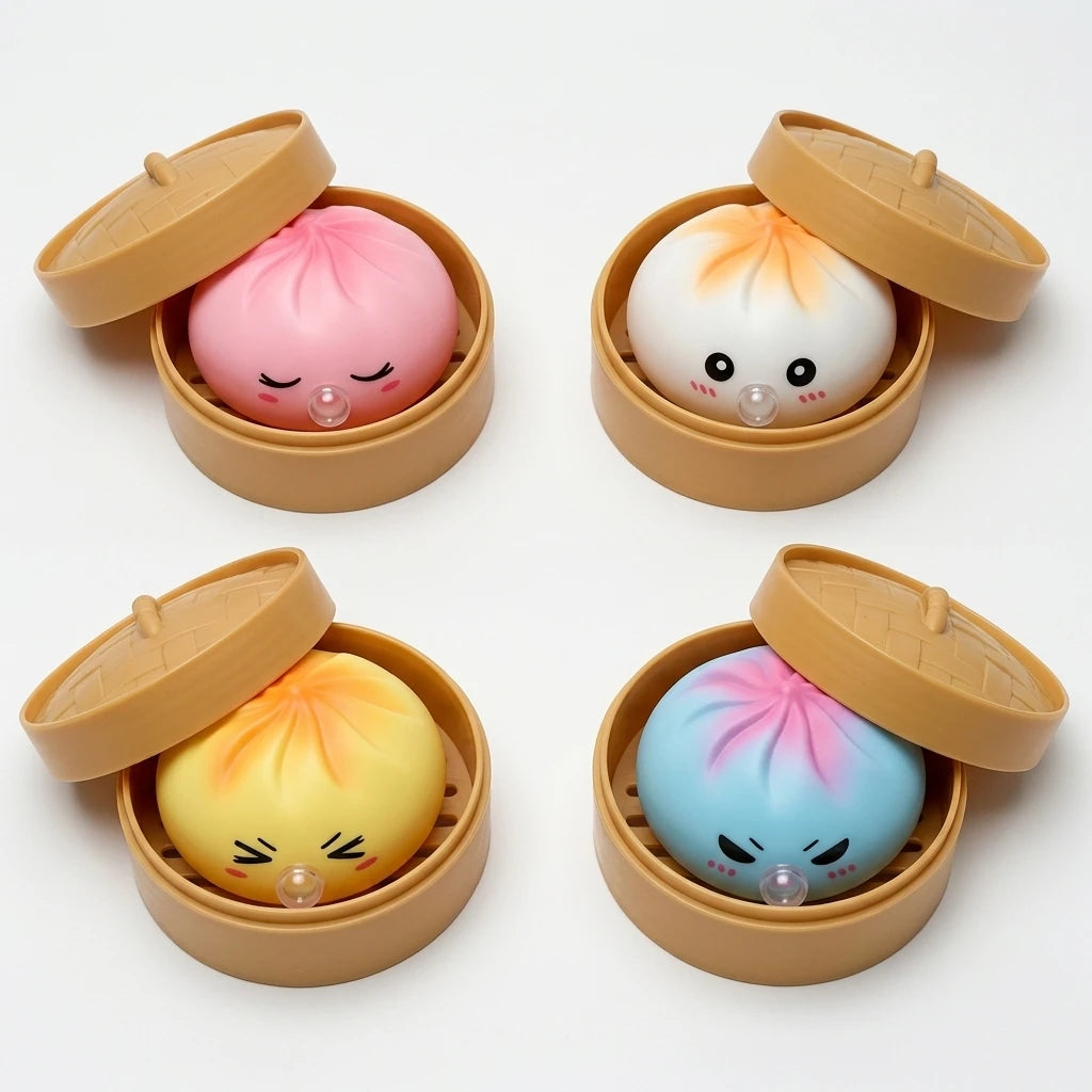 1/4 Caixa de Brinquedos Squishies de Bolinhos para Apertar e Soprar Bolhas - Roxo — foto 4