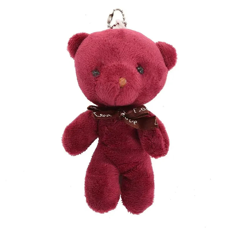 10 unidades/pacote 12cm mini gravata borboleta urso de pelúcia pingente brinquedo de pelúcia colorido pelúcia — foto 1
