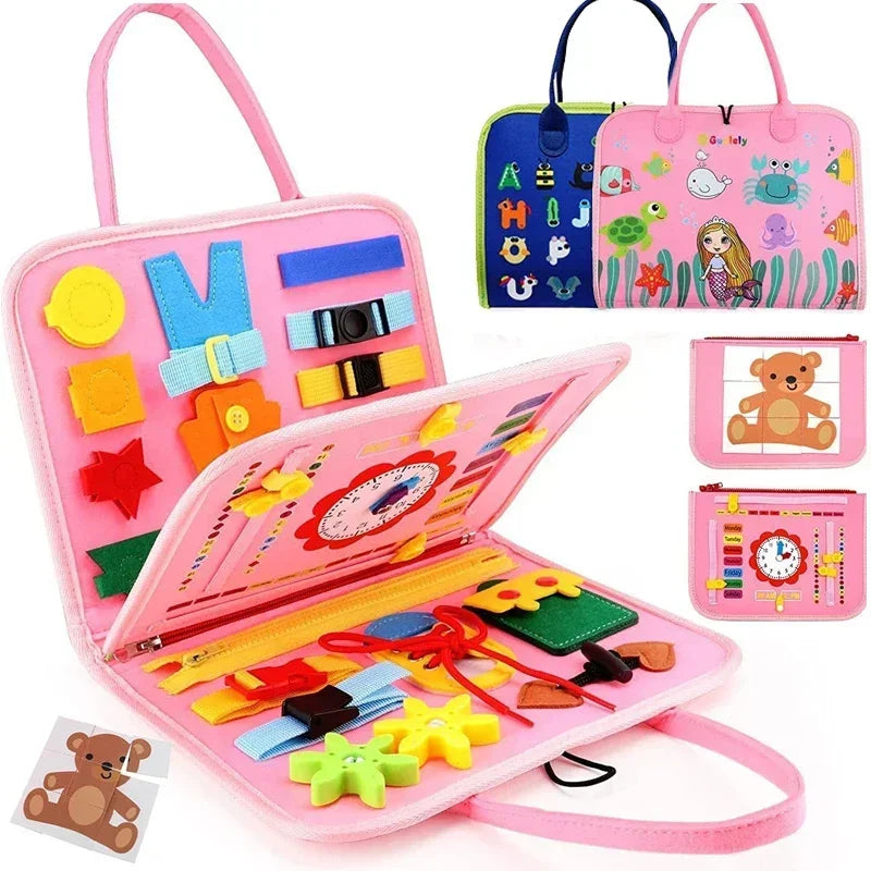 Montessori crianças brinquedo de viagem atividade de feltro livros silenciosos ocupado placa atividade — foto 2