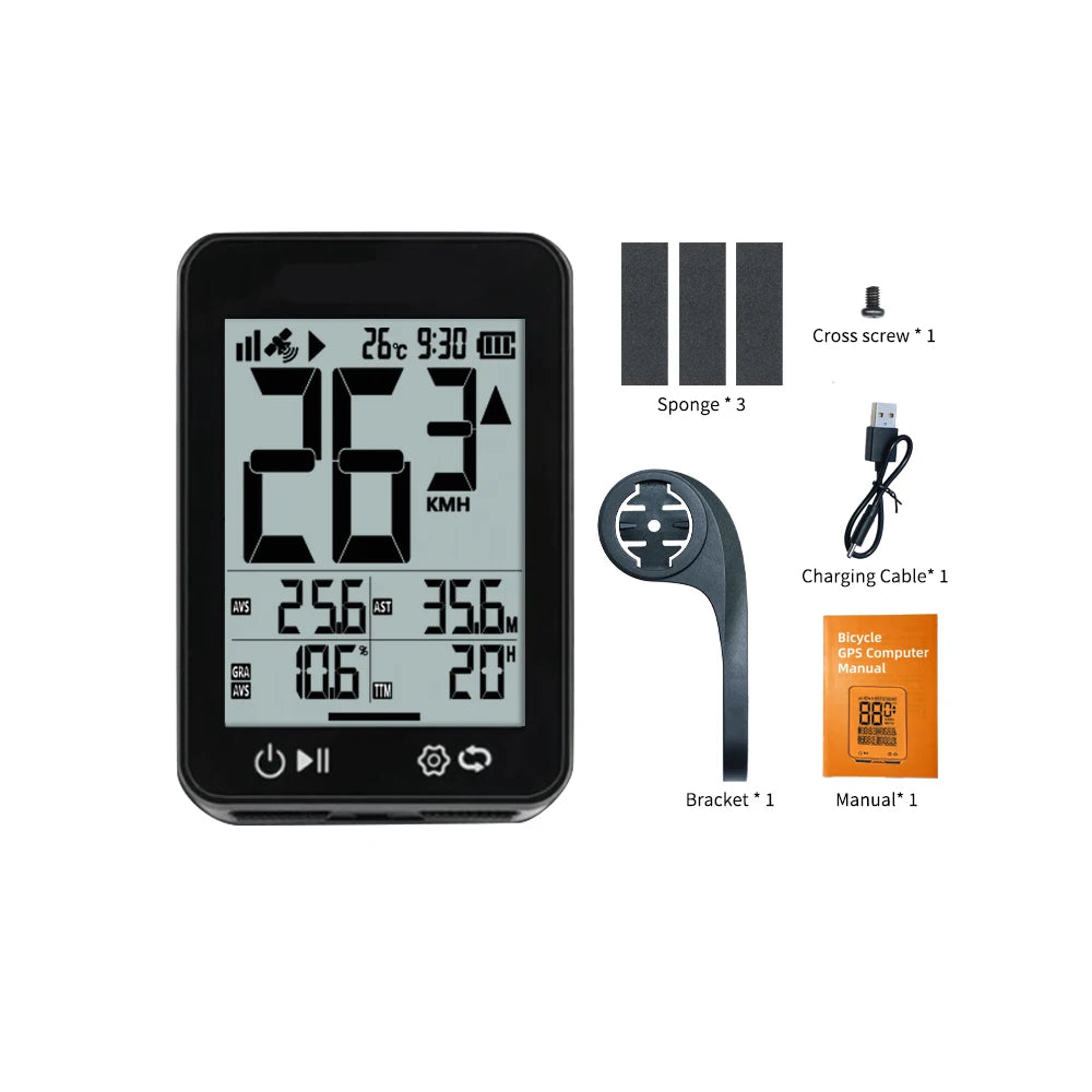 Computador de bicicleta gps sem fio, ecrã lcd 2.4, velocímetro de ciclismo — foto 1