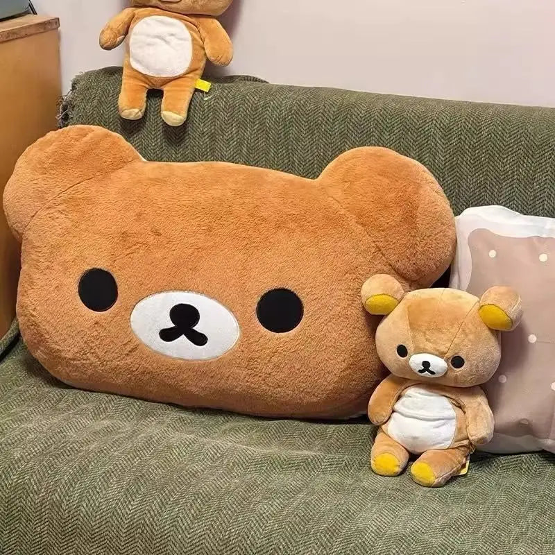 Almofada de pelúcia Rilakkuma Bear, dupla face, grande, macia, para cama, almofada para soneca, dormitório — foto 1