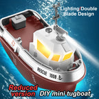 1/32 barco rc com luzes, poderoso motor duplo 2.4g de longo alcance, sem fio, comando, rebocador — foto 4