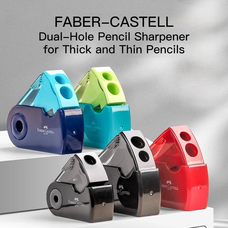 Faber-castell manual mini apontador de lápis duplo-buraco para lápis grossos e finos portátil durável — foto 2