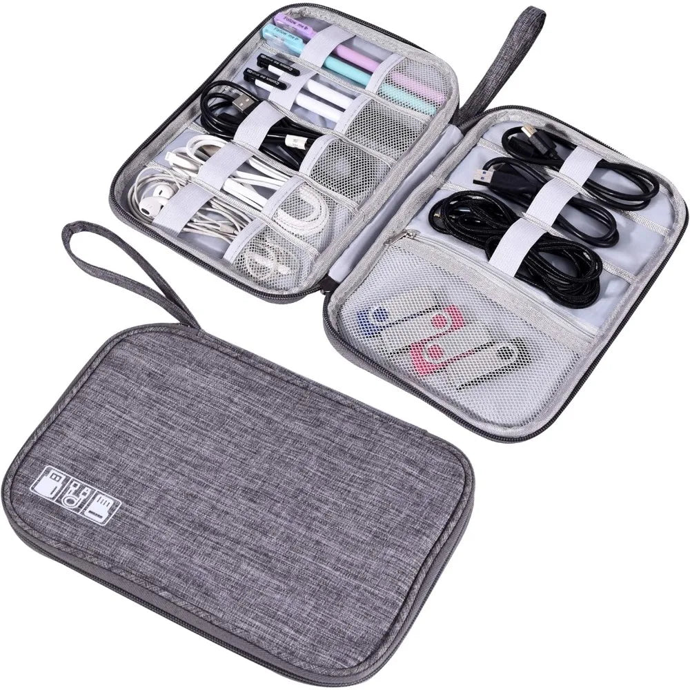 Impermeável Electronics Storage Bag, Bolsa de transporte, Travel Bag, Universal Cable Organizer - Cinzento — foto 2