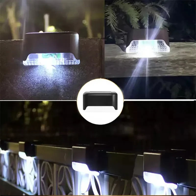 Branco quente led solar passo lâmpada caminho escada ao ar livre luzes do jardim à - Preto branco 2 unidades — foto 2