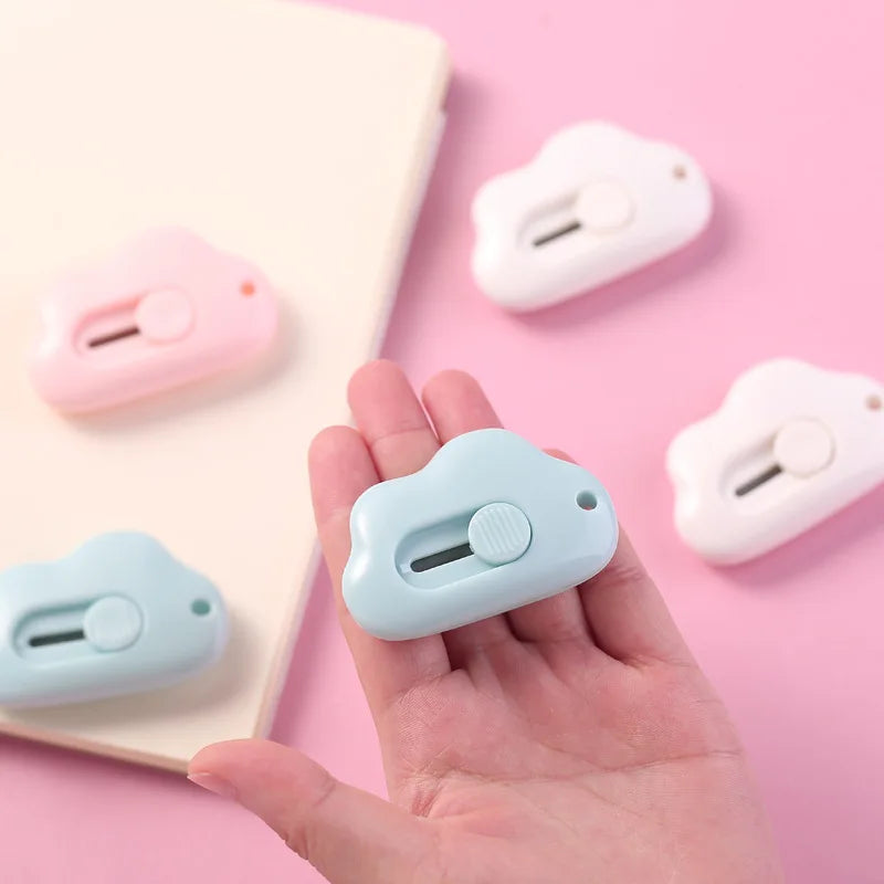 Faca utilitária portátil nuvem mini estudantes faca de papel faca utilitária de escritório faca de segurança — foto 2