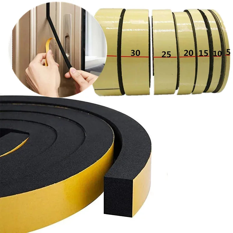 Tira de vedação de esponja autoadesiva de borracha, adesivo de face única - 2mm x 10mm x 10m — foto 2