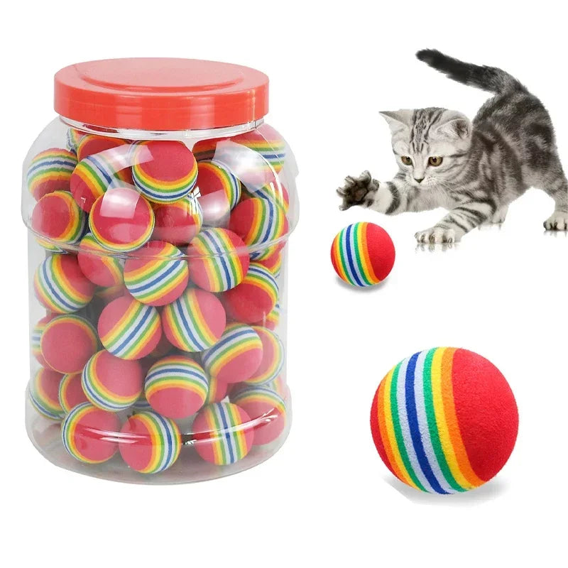 Arco-íris eva gato brinquedos bola interativa gato cão jogar mascar chocalho zero eva bola bolas - 1 unidade — foto 2