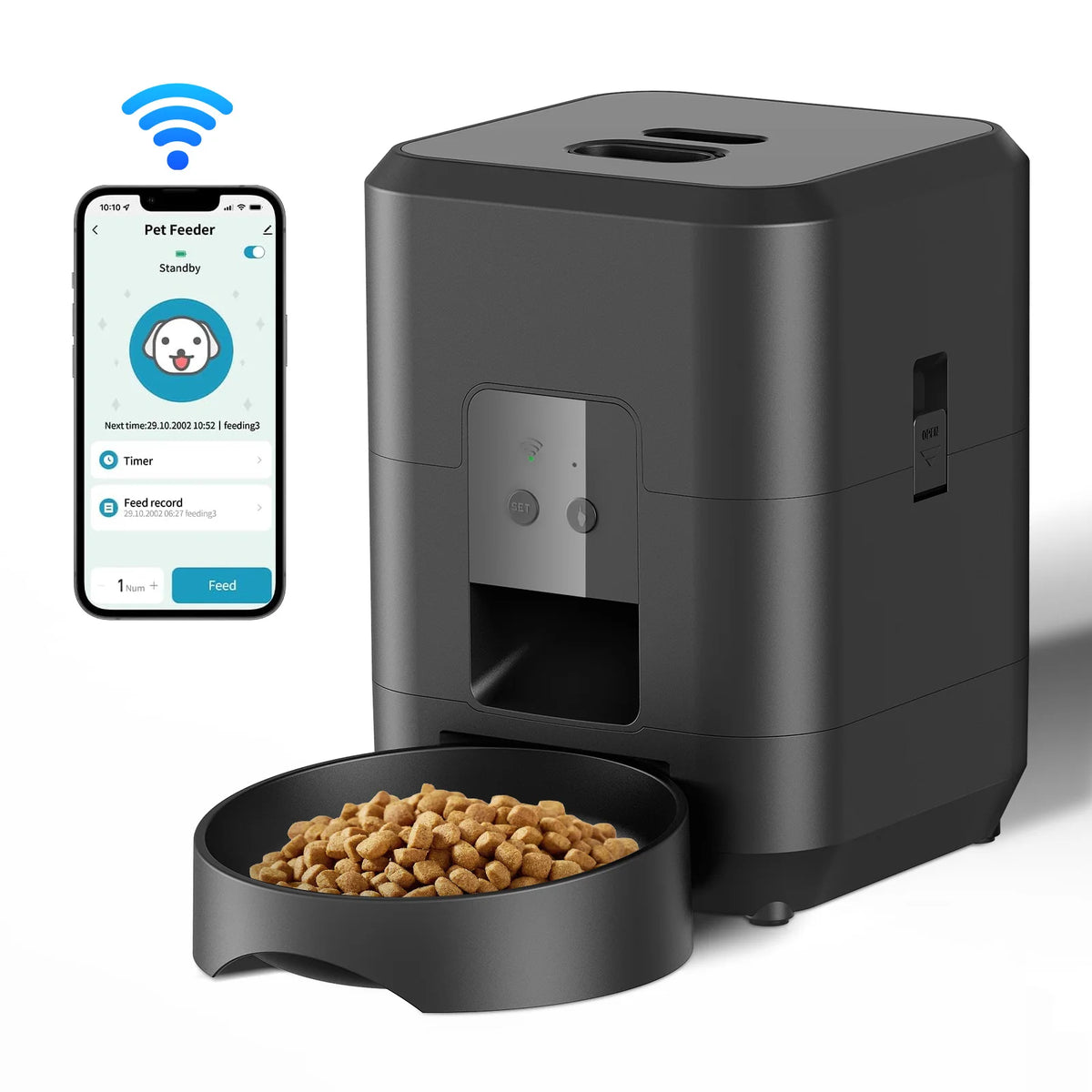 Comedouro Inteligente Automático para Gatos e Cães - Branco Button Feeder — foto 3