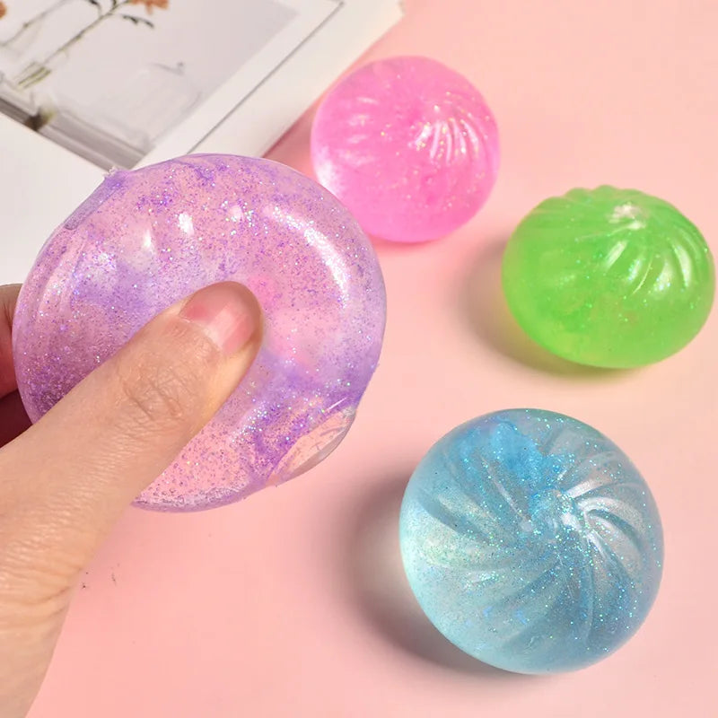 Mini Brinquedo Fidget Squishy de Bolinho com Glitter, Bola Anti-Stress de Bolinho de Arroz Realista — foto 2