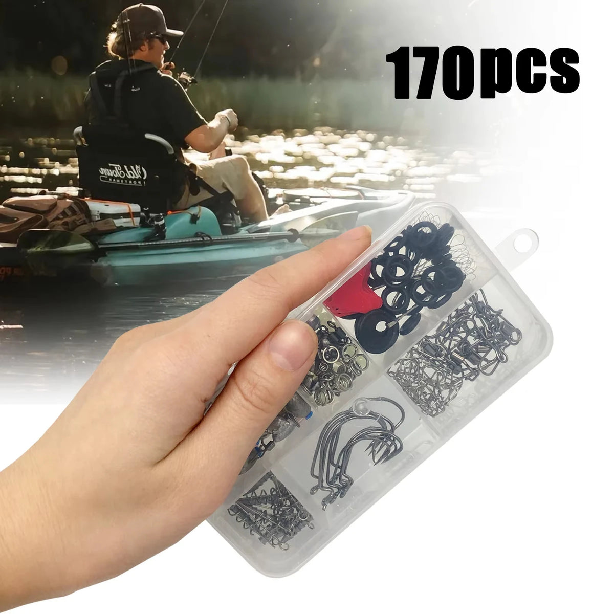 Kit de Pesca Profissional com 170-410 Peças, Caixa de Equipamentos, Anzóis, Pesos - 1-170 unidades — foto 3