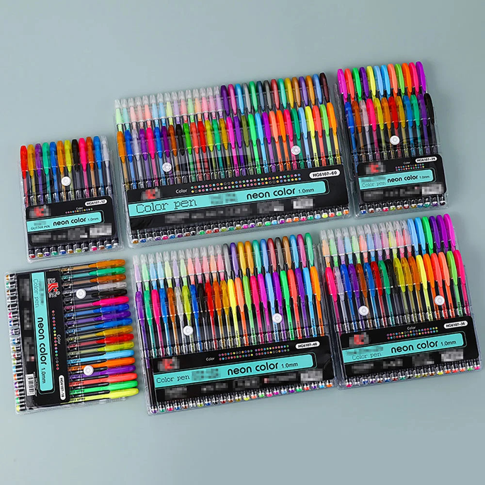 12/24 pçs metálico glitter cores gel canetas para escola escritório adulto livro de colorir diários desenho — foto 2