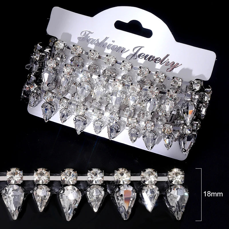 Fita de strass com motivos, 1 jarda, com aplicação a quente, corrente de strass de cristal de vidro — foto 1