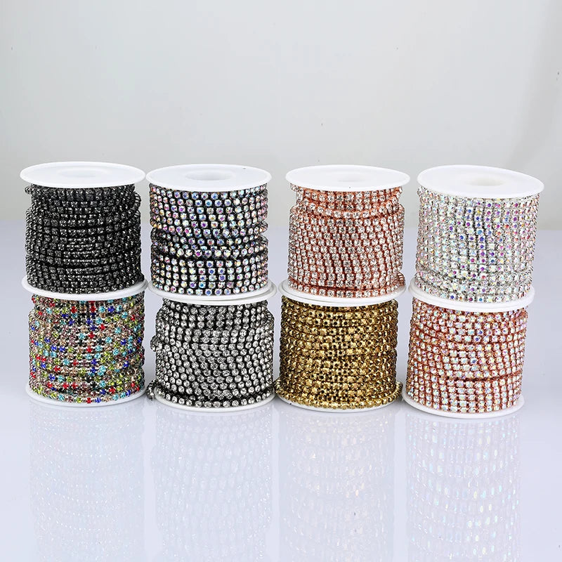 Corrente de strass de cristal dourado SS8 para costurar, 1 jarda — foto 3