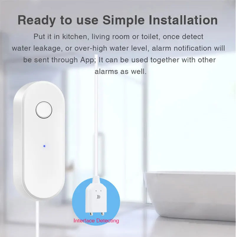 Tuya wifi inteligente sensor de vazamento de água alarme de vazamento de líquido detector de nível — foto 5