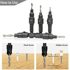 Carpintaria Hexagonal Shank Cabeça Escareada Broca 5 peças Perfuração Chanfro Buraco Opener Set - Prata — foto 4