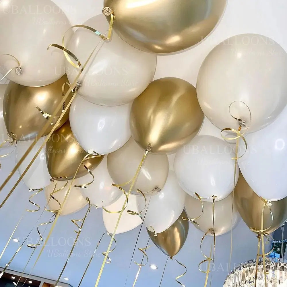 40 pçs balões de látex areia branca 10 Polegada boho areia branco metal cromo ouro balões para aniversário — foto 2