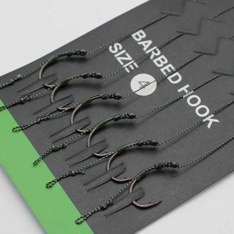 6 pçs acessórios de pesca da carpa equipamento de cabelo conjunto de gancho de pesca pronto - Hook tamanho 8 — foto 2
