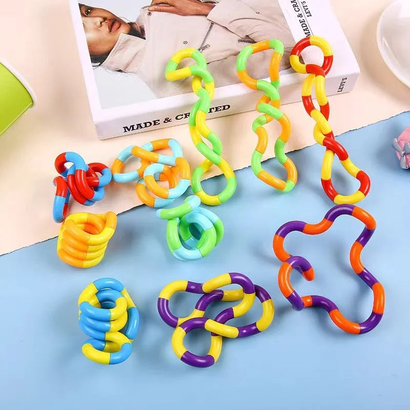 2 pçs arco-íris círculo emaranhado corda torção brinquedo fidget-terapia sensorial autismo anti estresse — foto 4