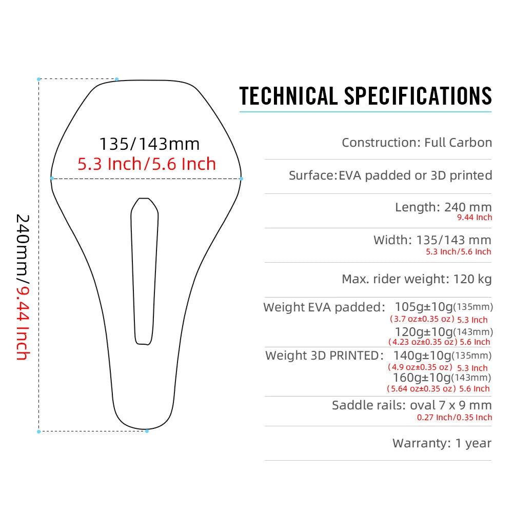 Ultralight Carbon Bicycle Saddle, 3D Impresso, Assento de Bicicleta Road, MTB Cascalho, Peças de ciclismo — foto 5