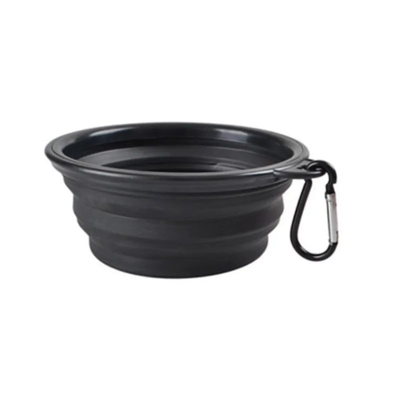 Tigela de comida para animais de estimação portátil durável tpr tigela de comida para cães - Preto 350 ml — foto 1