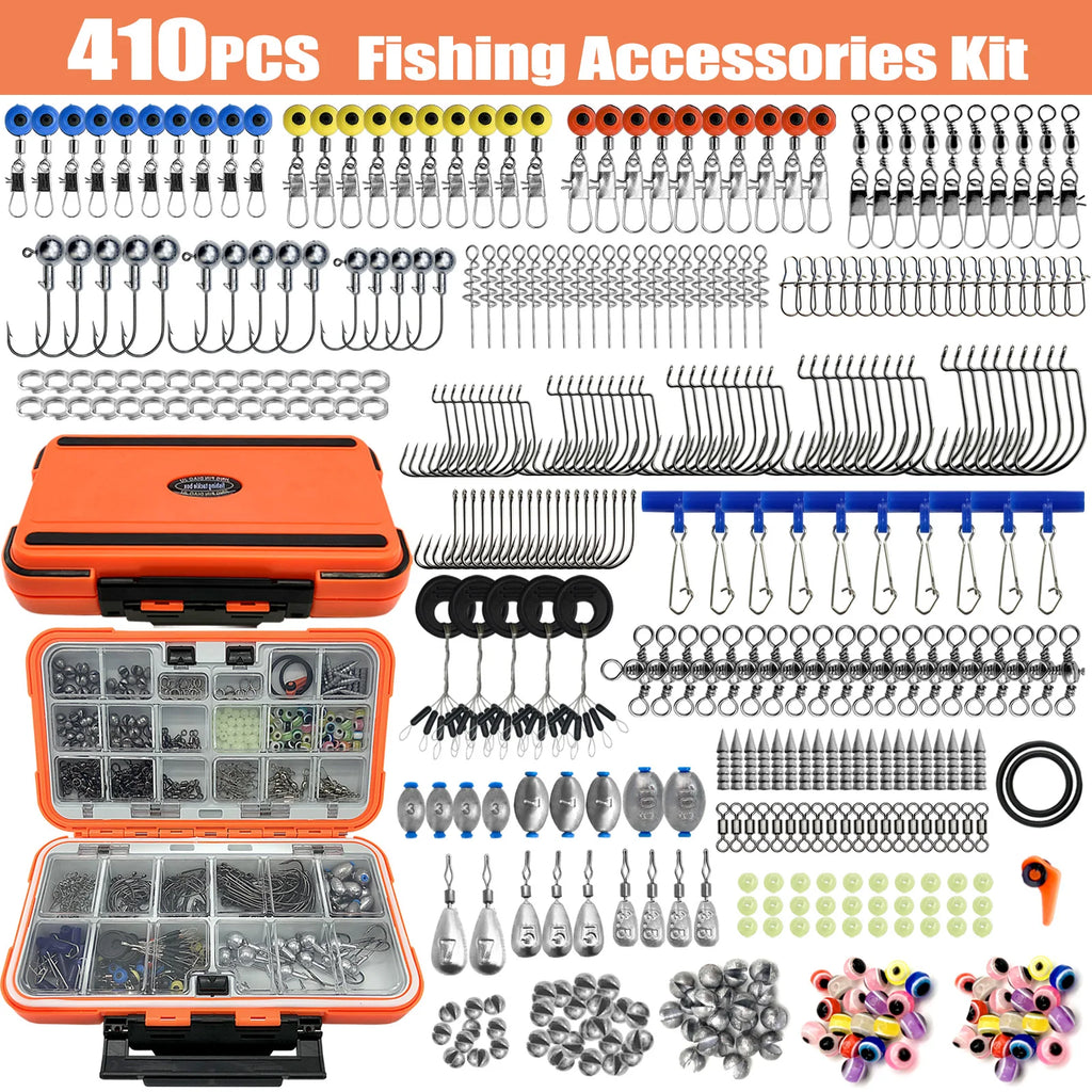 Kit de Pesca Profissional com 170-410 Peças, Caixa de Equipamentos, Anzóis, Pesos - 1-170 unidades — foto 1