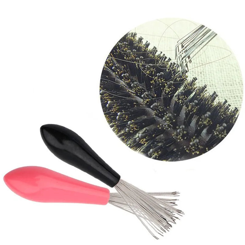 Pente de limpeza de escovas com removedor de cabelo, rosa — foto 4