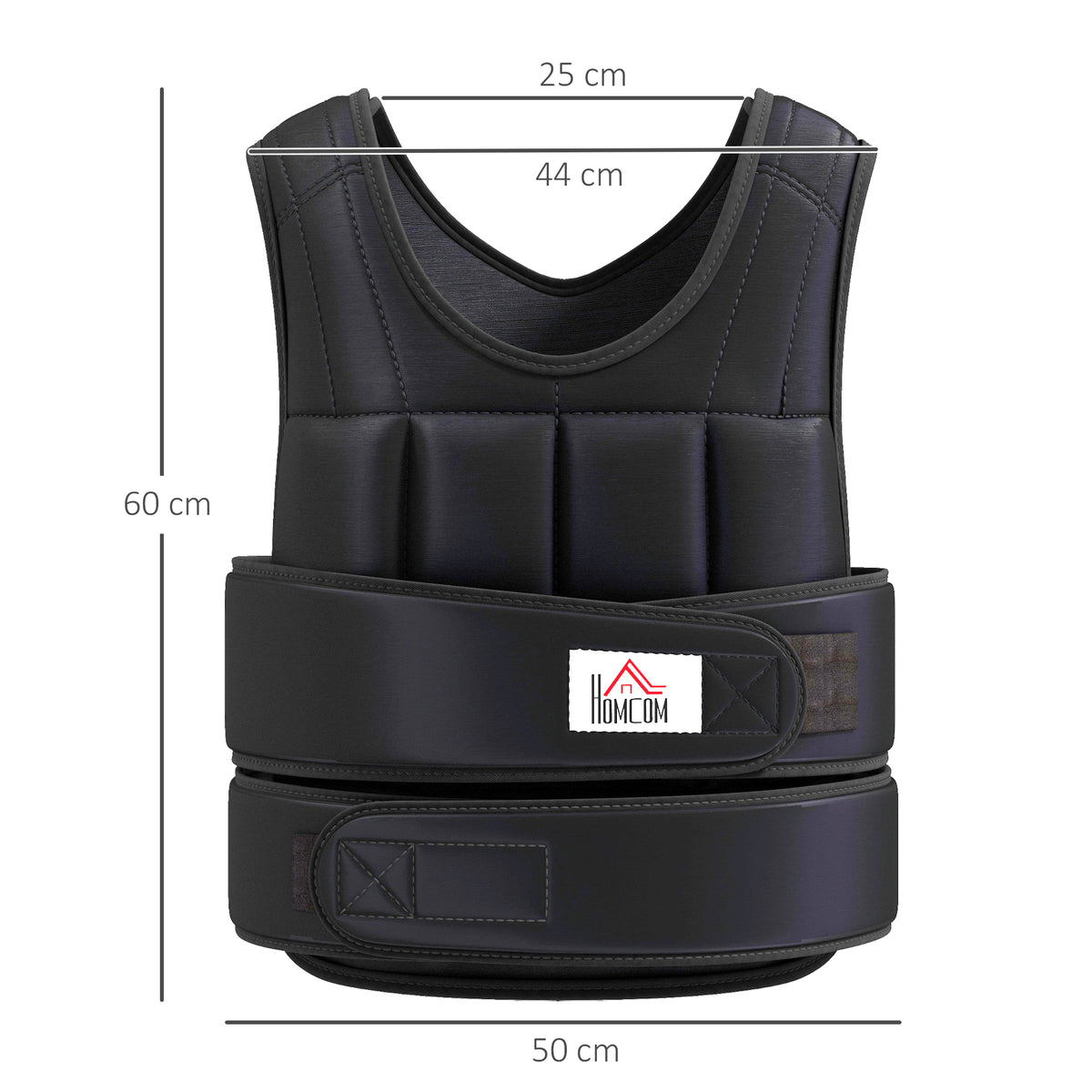 Colete de Peso Ajustável Veste de Peso 20 Kg Max. Pesos Removíveis Treinamento Musculação Exercício Boxe Oxford Preto — foto 2