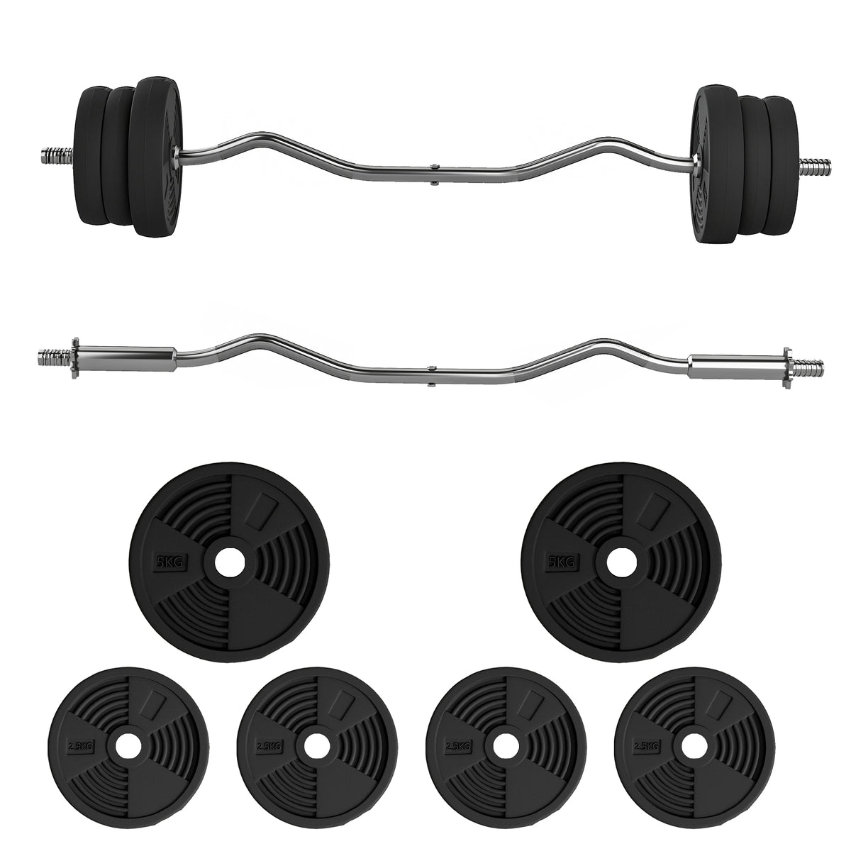 Conjunto de Halteres 25 Kg No Total Barra de Halteres com Discos de Peso Barra Longa Pega Antiderrapante Ø 25x120cm Preto — foto 1