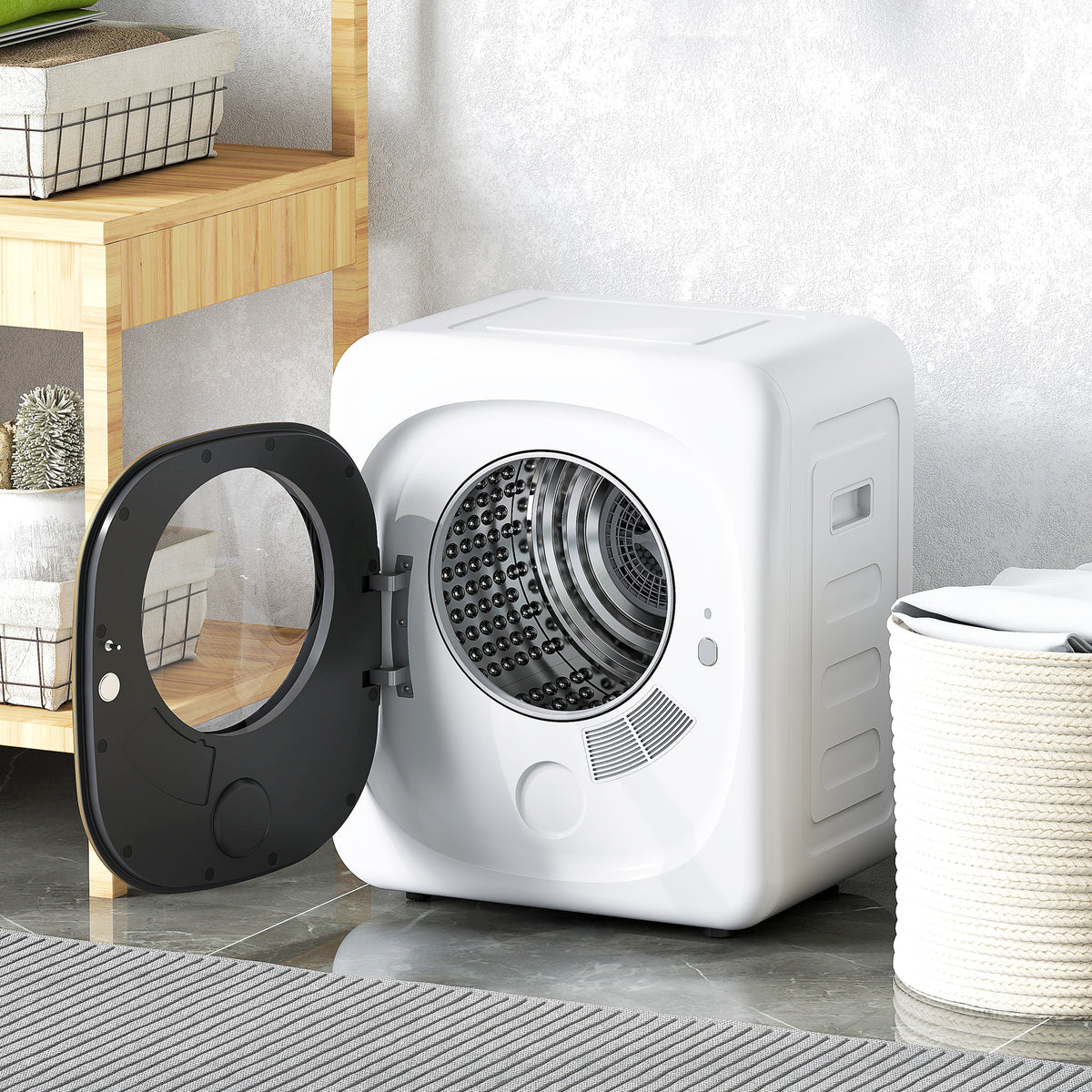 Secadora de Evacuação Portátil 4 kg Secadora Compacta 800 W 5 Modos de Secagem Temporizador Branco — imagem 3
