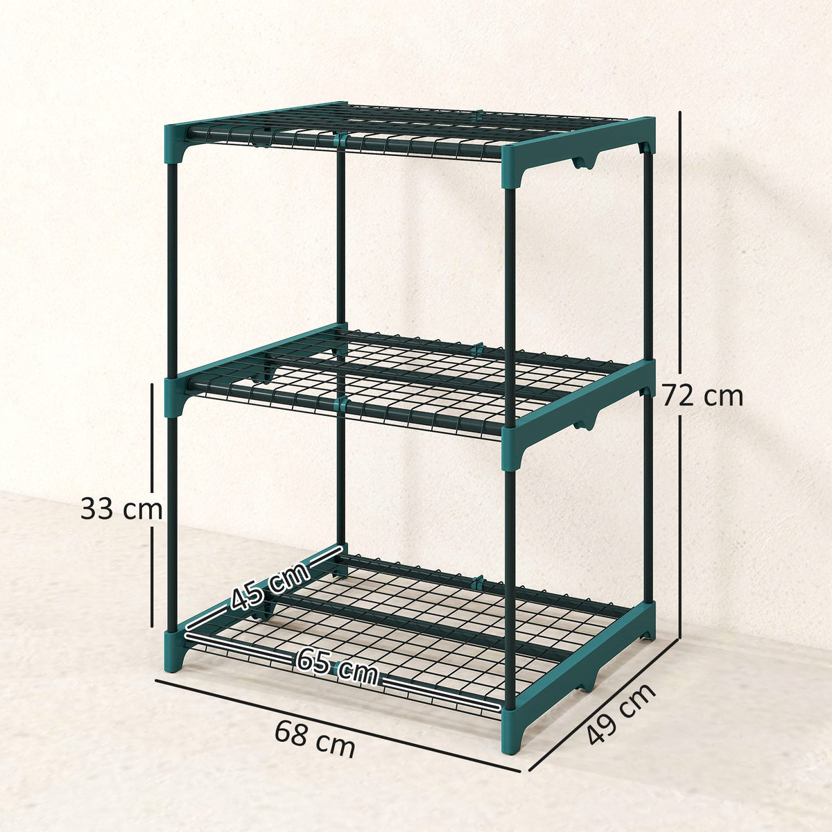 Suporte de Plantas de 3 Andares 72 cm de Altura Suporte para Flores para Interior e Exterior Estante de Plantas em Aço Verde Escuro — foto 2