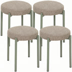 Conjunto de 4 Bancos Empilháveis Redondas com Assento Acolchoado sem Encosto Economia de Espaço 45x45x47,5 cm Castanho Claro — foto 1