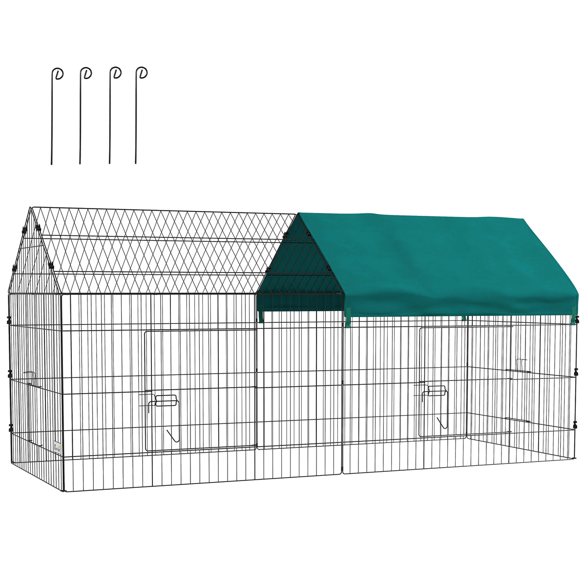 Parque Cercado Modular de Aço com Capa para Coelhos Roedores Pequenos Animais Interiores Exteriores 220x85x103 cm — foto 1