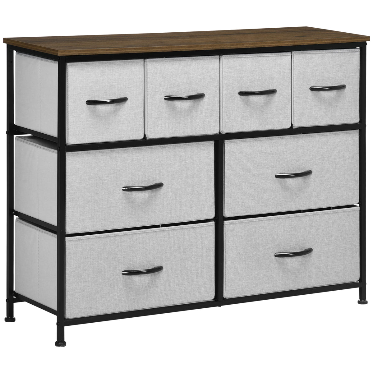 Cômoda 8 Gavetas Móvel de Armazenamento Gavetas de Tecido Dobrável Estrutura em Aço Preto 100x30x78 cm — foto 1
