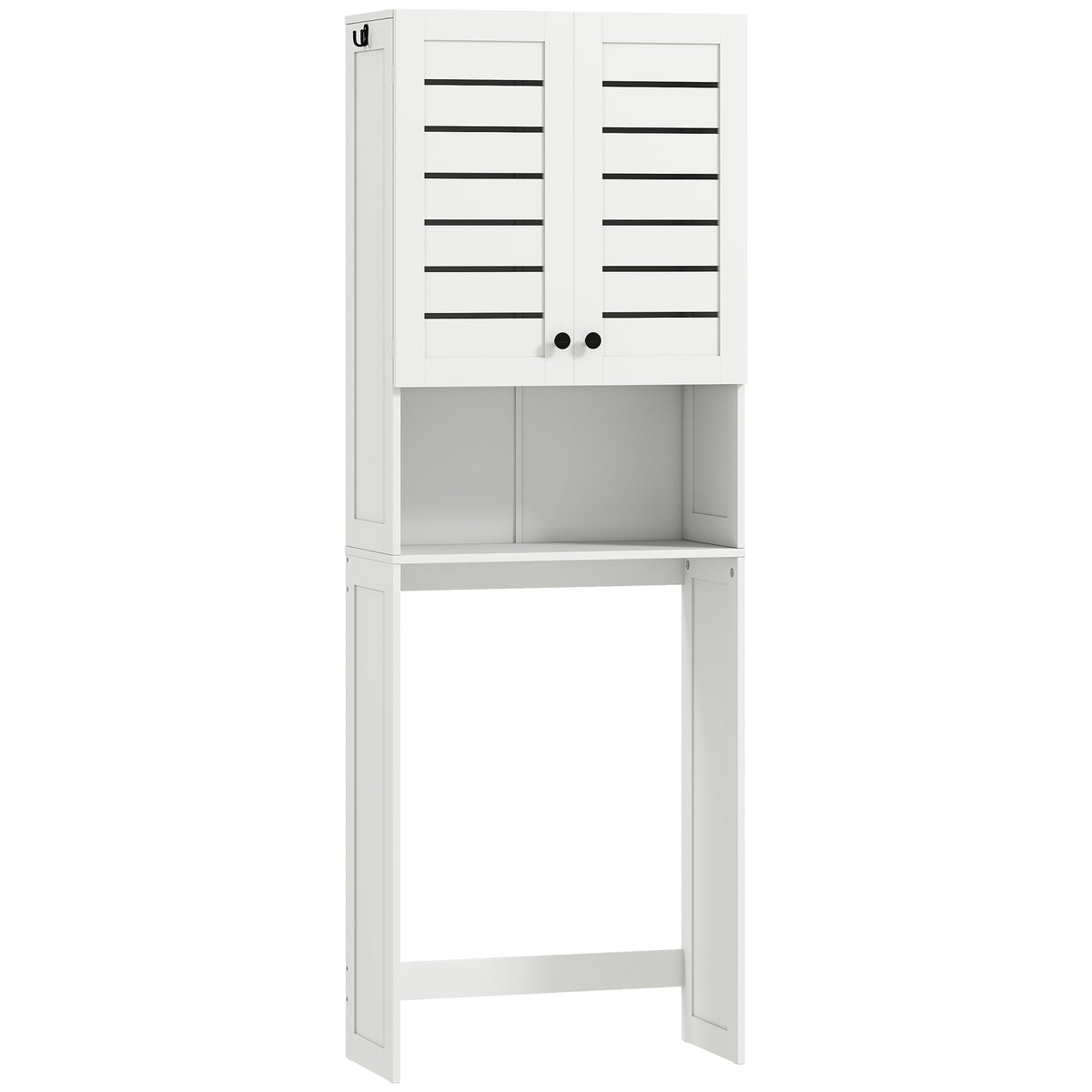 Armário Sobre Sanita 67x31,5x190 cm 3 Prateleiras Portas com Lamelas Branco — foto 1
