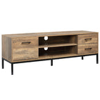 Móvel TV Banco TV Até 50 Polegadas Armário 2 Gavetas e Prateleira 2 Passa Cabos 132x39x45,5 cm Castanho Preto — foto 1