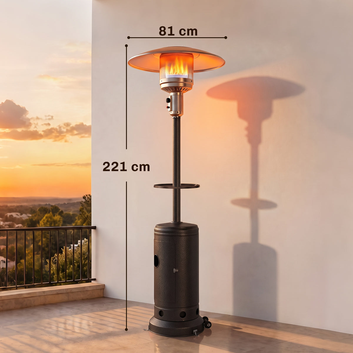 Aquecedor de Exterior a Gás para Terraço com Espaço para Garrafa de Gás 13 kW Castanho — foto 2