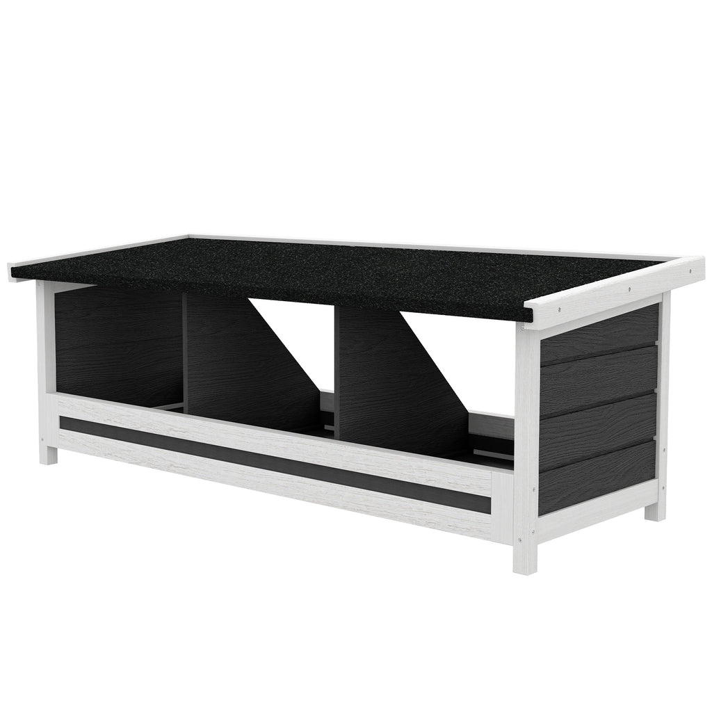 Ninho para Galinhas com 3 Compartimentos com Base Elevada e Telhado em Madeira e Betume 95x37x34 cm Cinza — imagem 7