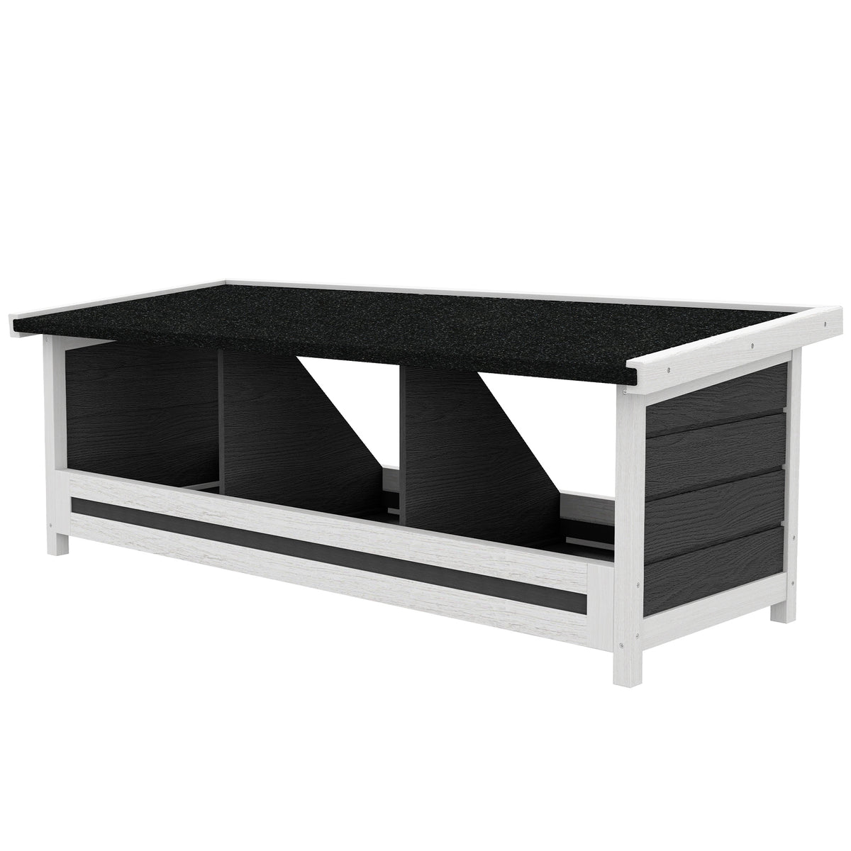 Ninho para Galinhas com 3 Compartimentos com Base Elevada e Telhado em Madeira e Betume 95x37x34 cm Cinza — imagem 7